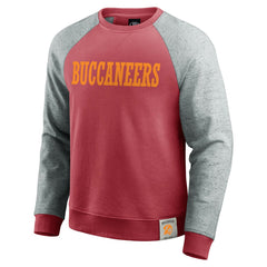 Tampa Bay Buccaneers Darius Rucker Collection Throwback Color Block Raglan Pullover Sweatshirt - Red/Heather Gray - Fanatics