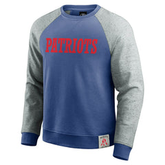 New England Patriots Darius Rucker Collection Throwback Color Block Raglan Pullover Sweatshirt - Royal/Heather Gray - Fanatics