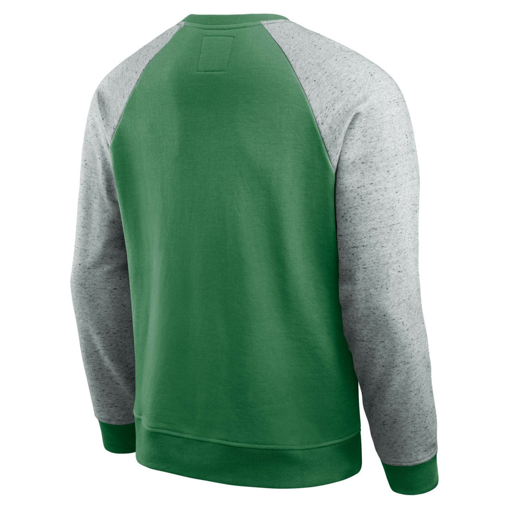 New York Jets Darius Rucker Collection Throwback Color Block Raglan Pullover Sweatshirt - Kelly Green/Heather Gray - Fanatics
