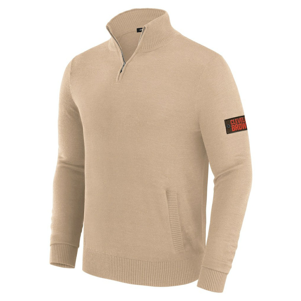 Cleveland Browns J. Palmer Franchise Quarter-Zip Sweater - Tan - NFL