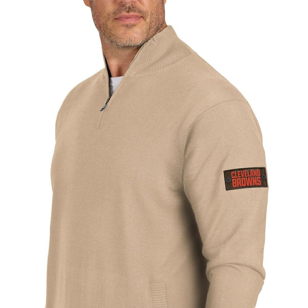 Cleveland Browns J. Palmer Franchise Quarter-Zip Sweater - Tan - NFL