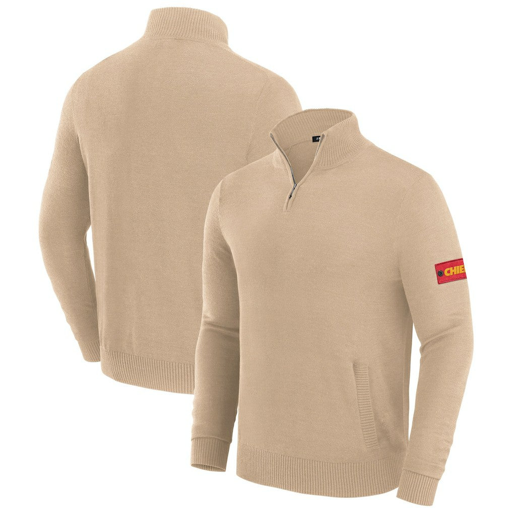 Kansas City Chiefs J. Palmer Franchise Quarter-Zip Sweater - Tan - NFL