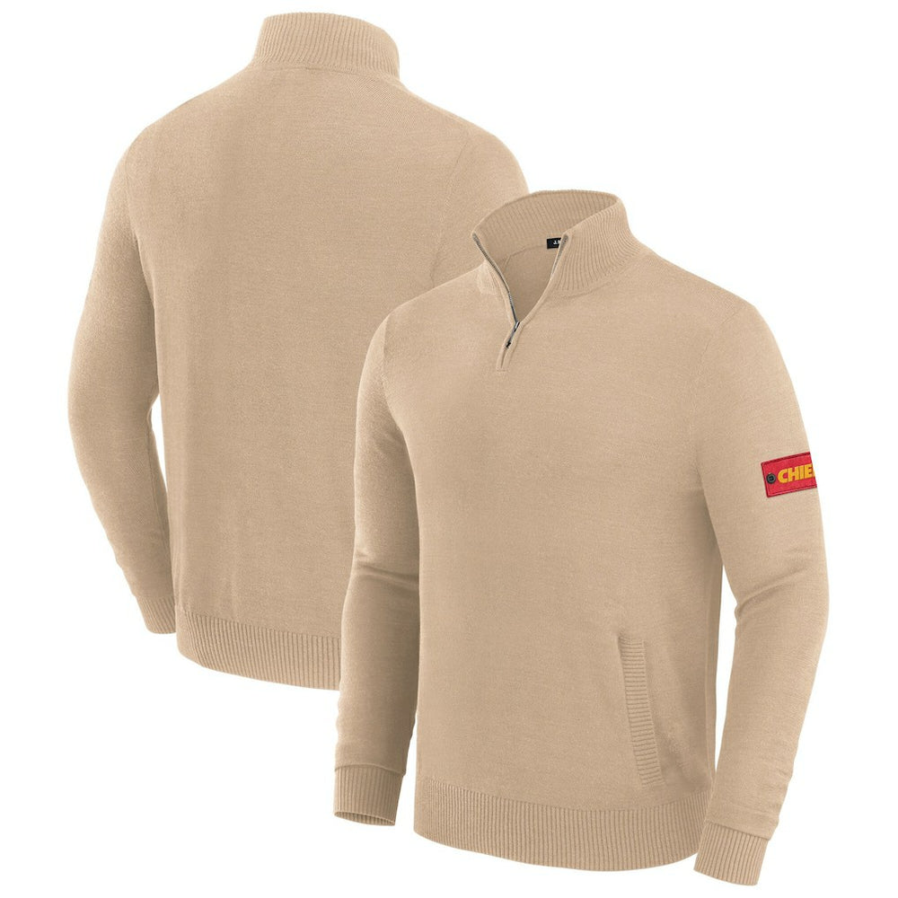Kansas City Chiefs J. Palmer Franchise Quarter-Zip Sweater - Tan - NFL