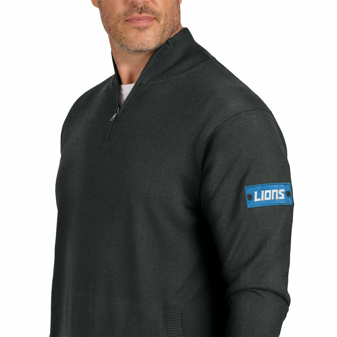 Detroit Lions J. Palmer Franchise Quarter-Zip Sweater - Black - NFL