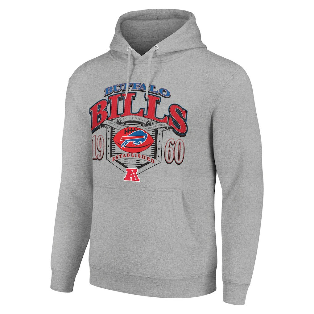 Buffalo Bills Starter 80s Retro Pullover Hoodie - Heather Gray - NFL
