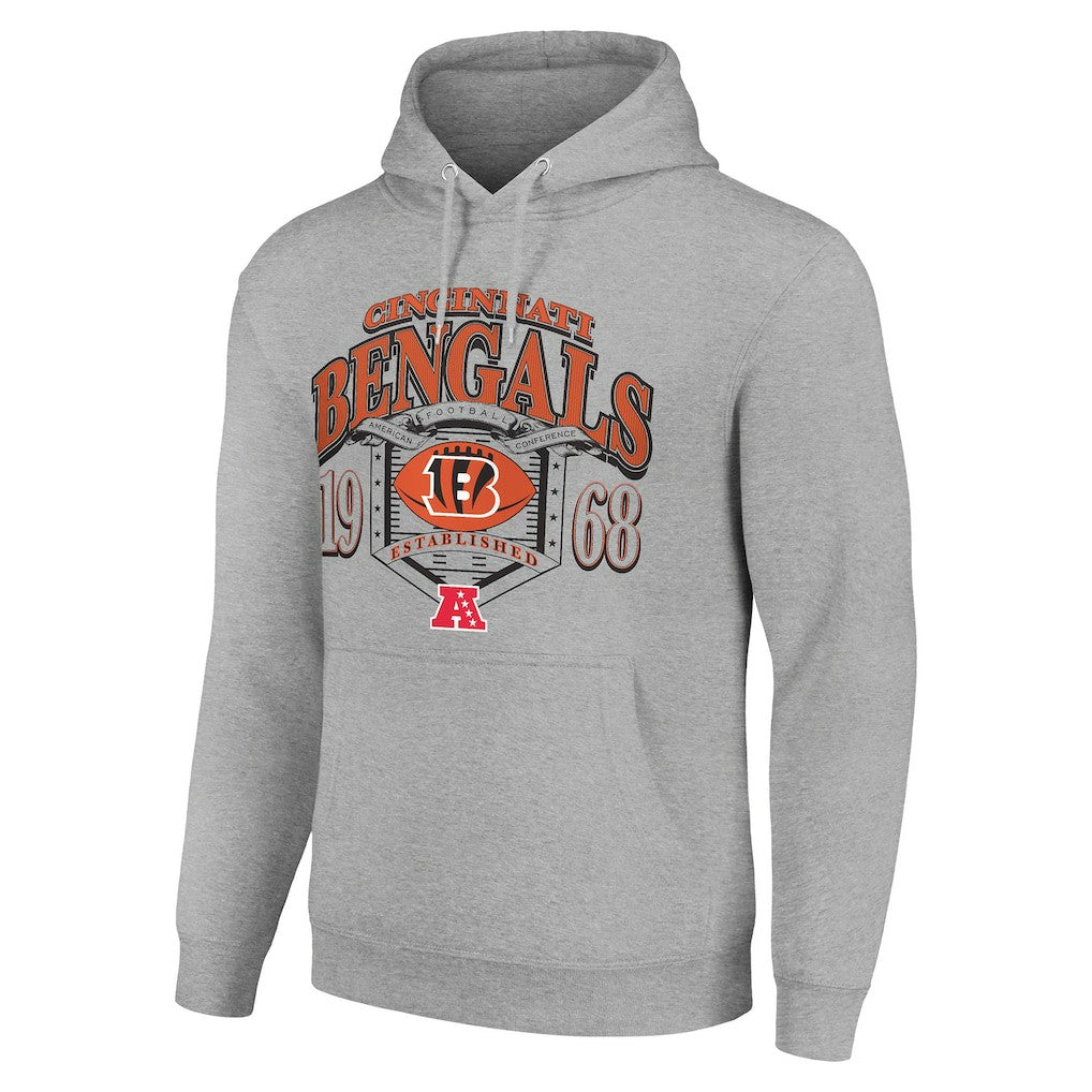 Cincinnati Bengals Starter 80s Retro Pullover Hoodie - Heather Gray - NFL