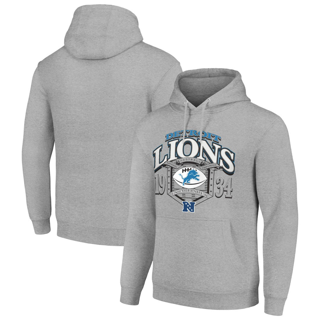 Detroit Lions Starter 80s Retro Pullover Hoodie - Heather Gray - NFL