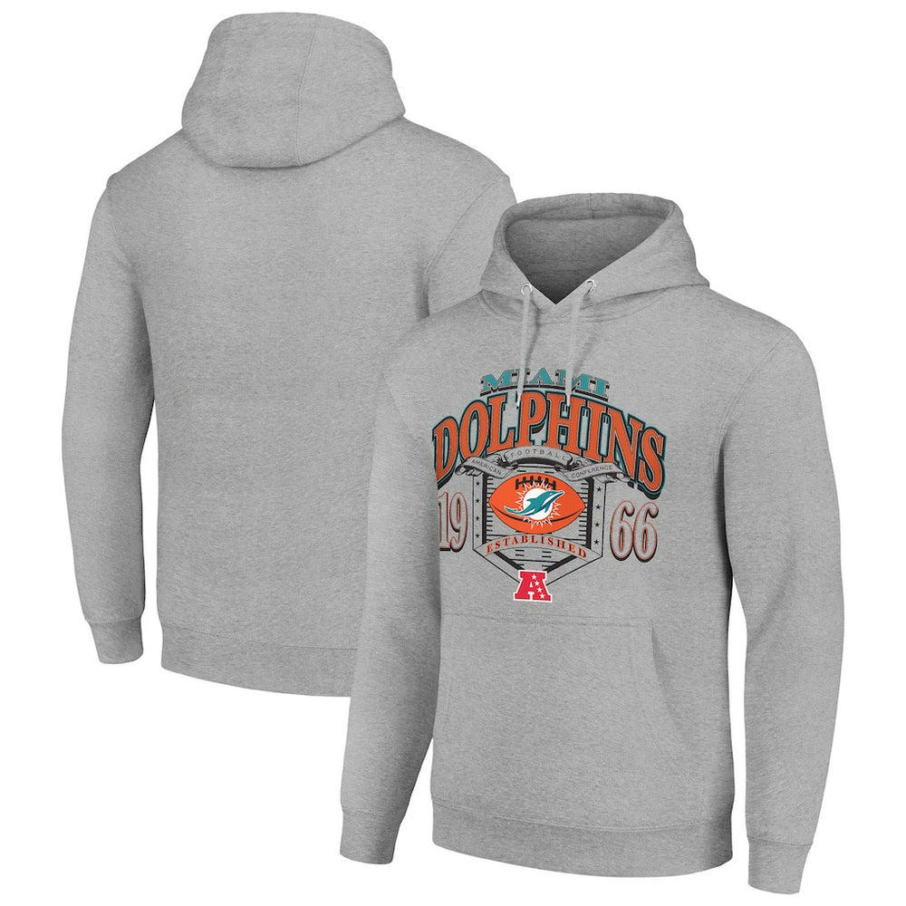 Miami Dolphins Starter 80s Retro Pullover Hoodie - Heather Gray - NFL