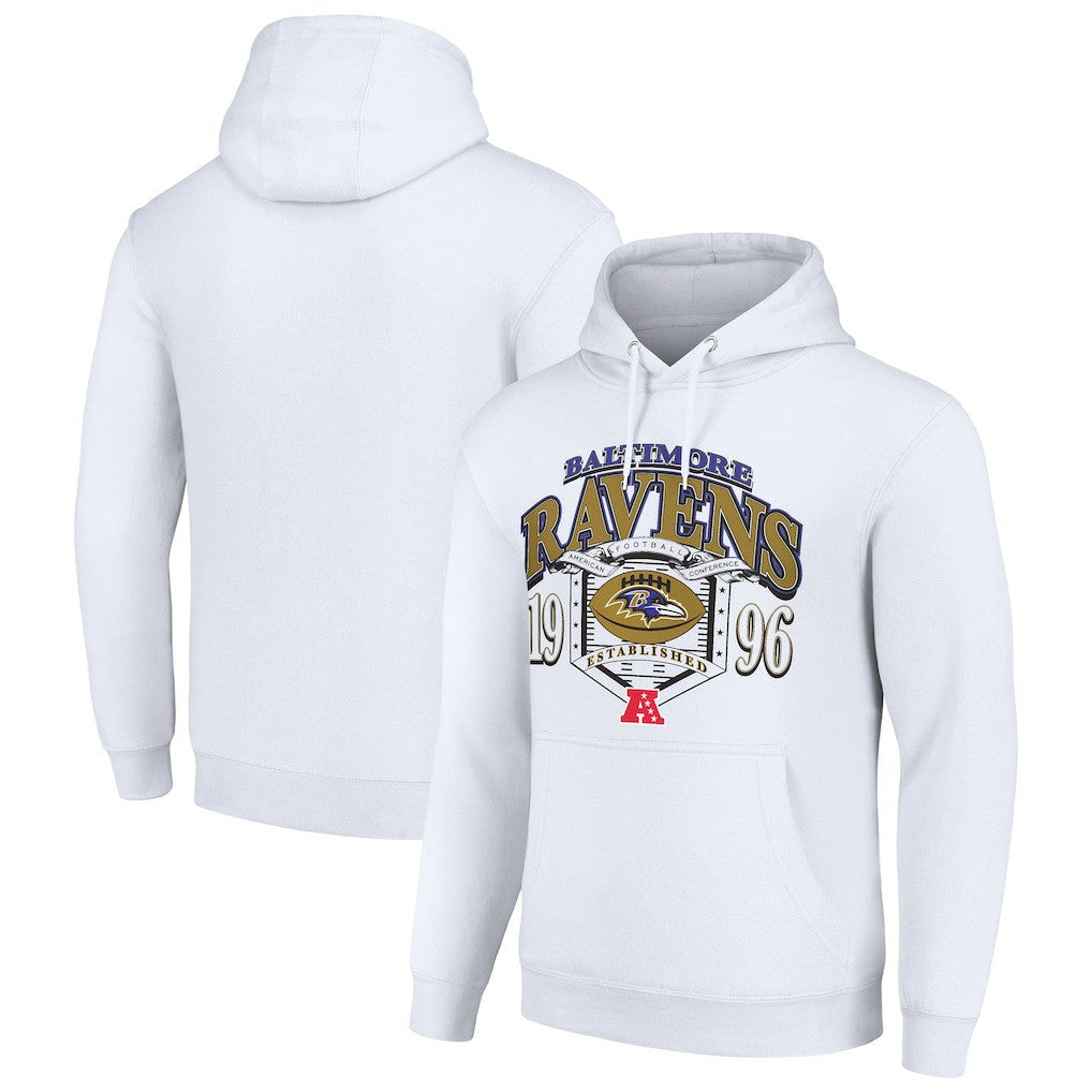 Baltimore Ravens Starter 80s Retro Pullover Hoodie - White - NFL