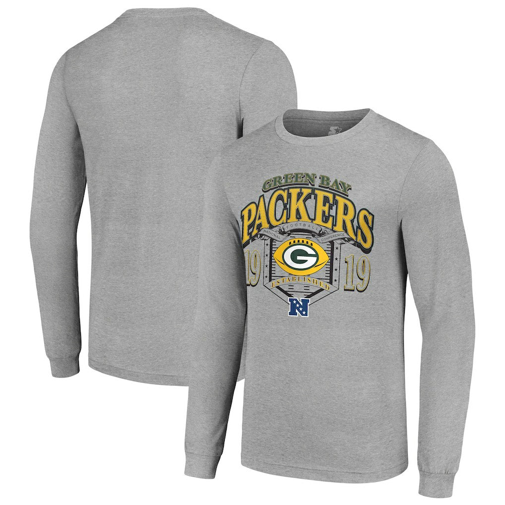 Green Bay Packers Starter Retro Long Sleeve Graphic T-Shirt - Heather Gray - NFL