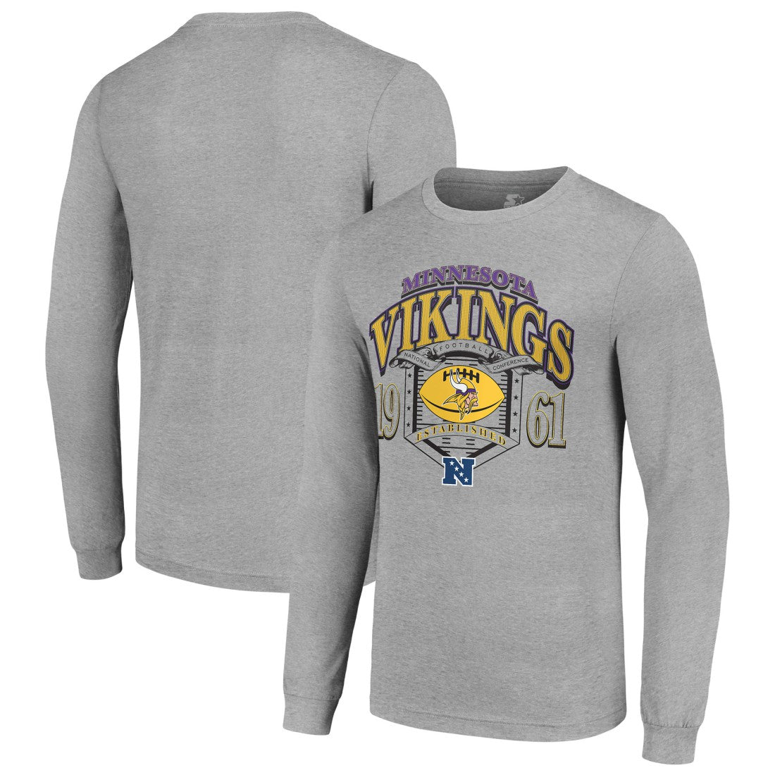 Minnesota Vikings Starter Retro Long Sleeve Graphic T-Shirt - Heather Gray - NFL
