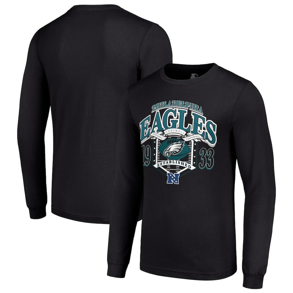 Philadelphia Eagles Starter Retro Long Sleeve Graphic T-Shirt - Black - NFL