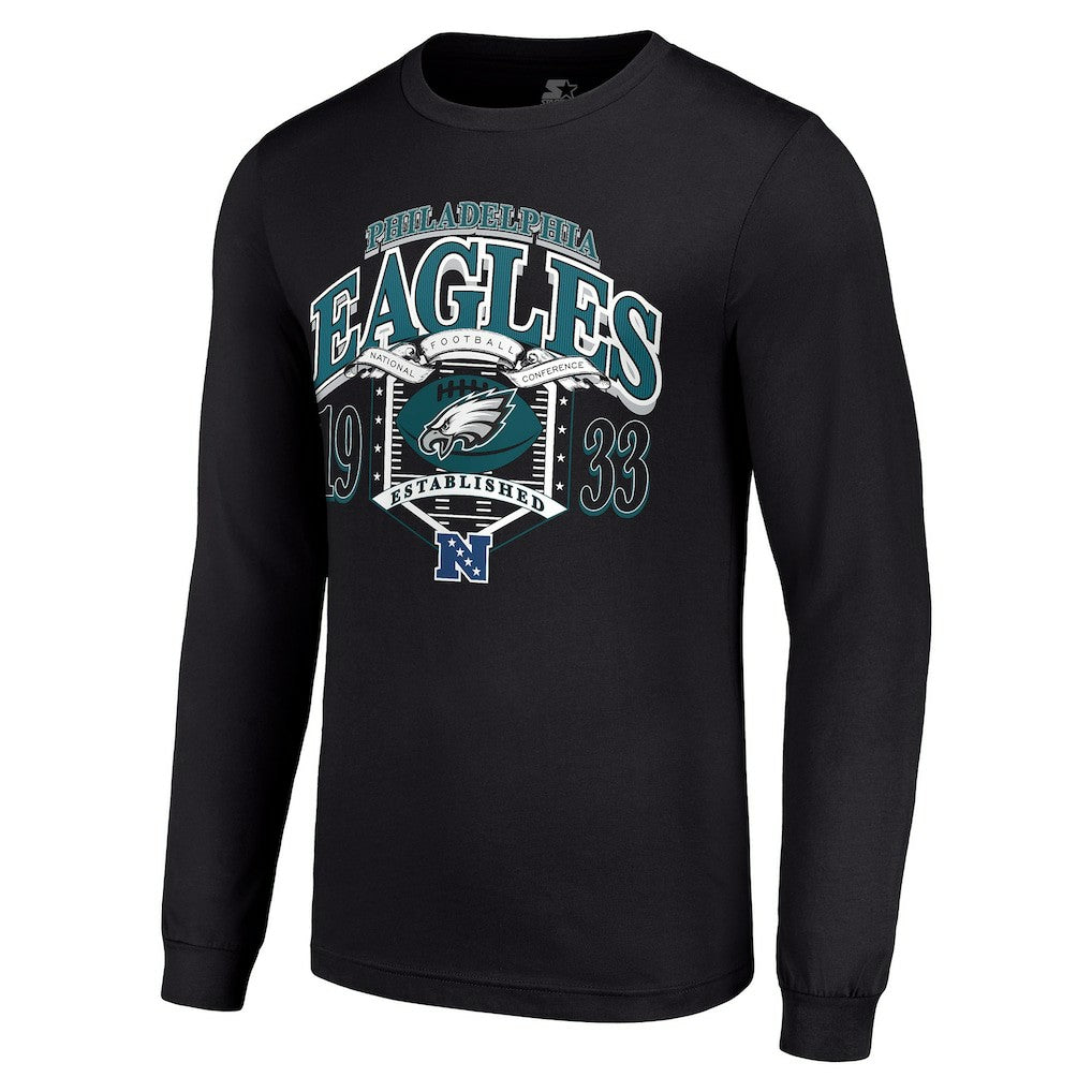 Philadelphia Eagles Starter Retro Long Sleeve Graphic T-Shirt - Black - NFL