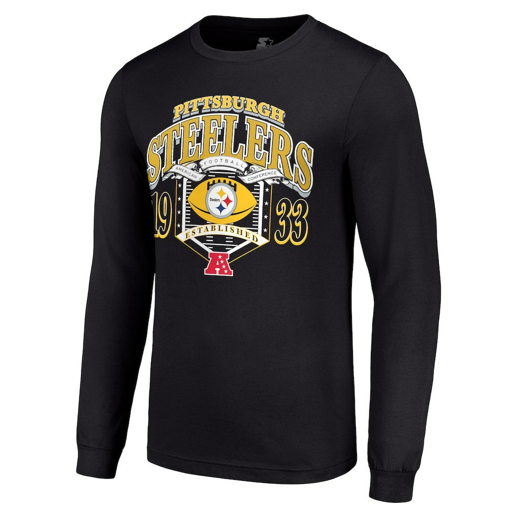 Pittsburgh Steelers Starter Retro Long Sleeve Graphic T-Shirt - Black - NFL