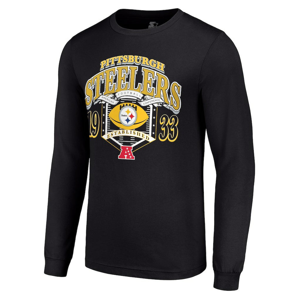 Pittsburgh Steelers Starter Retro Long Sleeve Graphic T-Shirt - Black - NFL