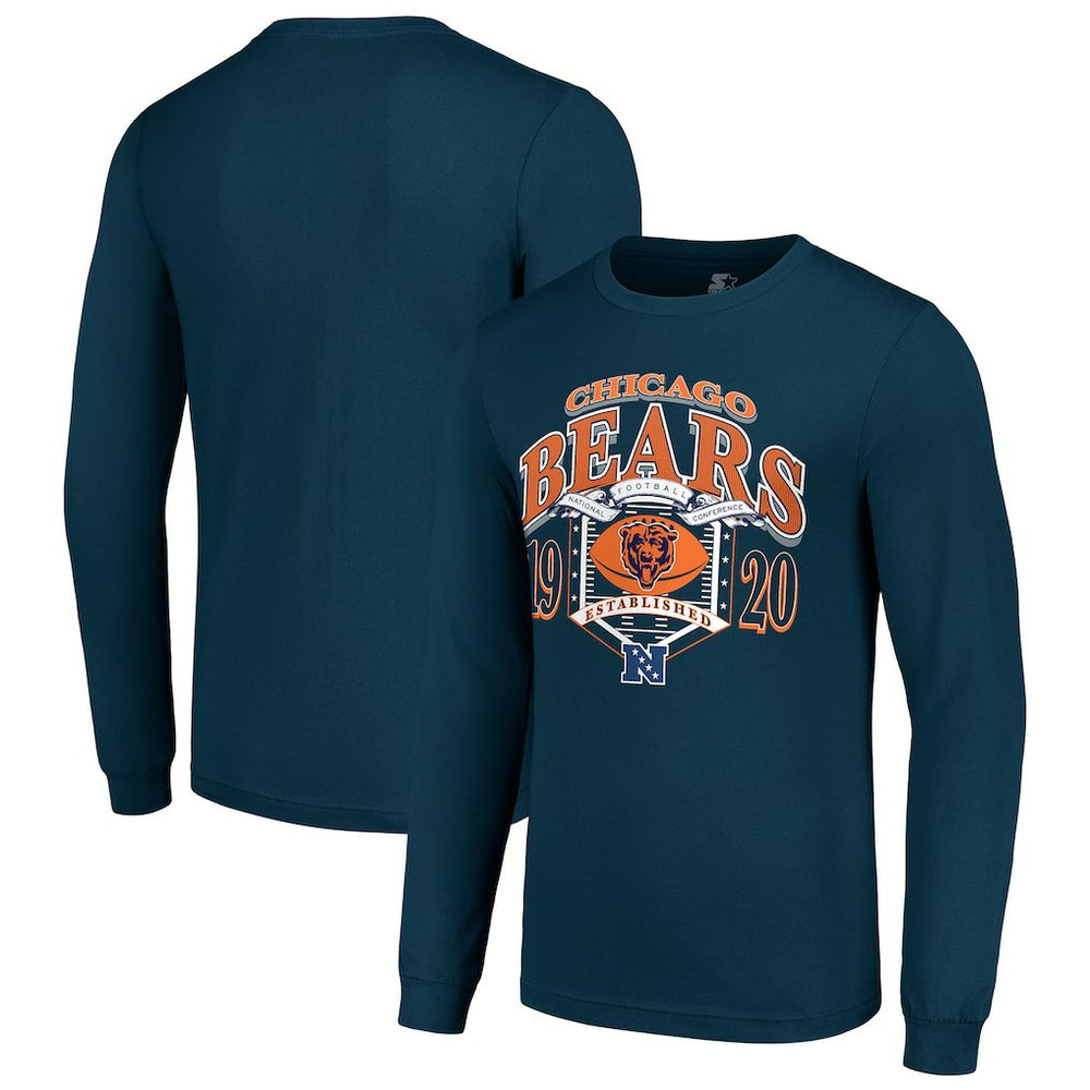 Chicago Bears Starter Retro Long Sleeve Graphic T-Shirt - Navy - NFL