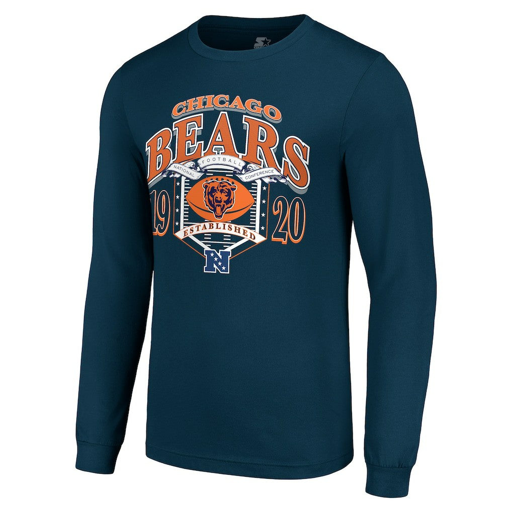 Chicago Bears Starter Retro Long Sleeve Graphic T-Shirt - Navy - NFL