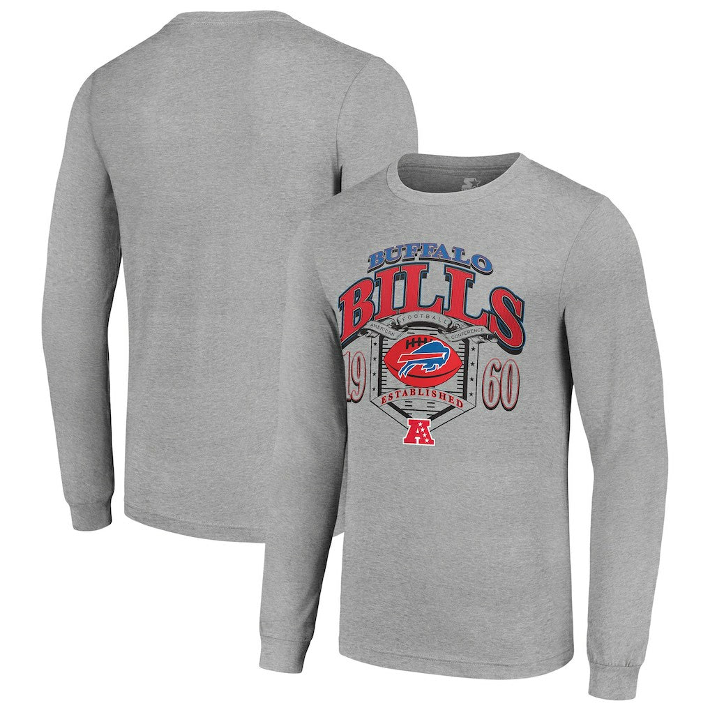 Buffalo Bills Starter Retro Long Sleeve Graphic T-Shirt - Heather Gray - NFL