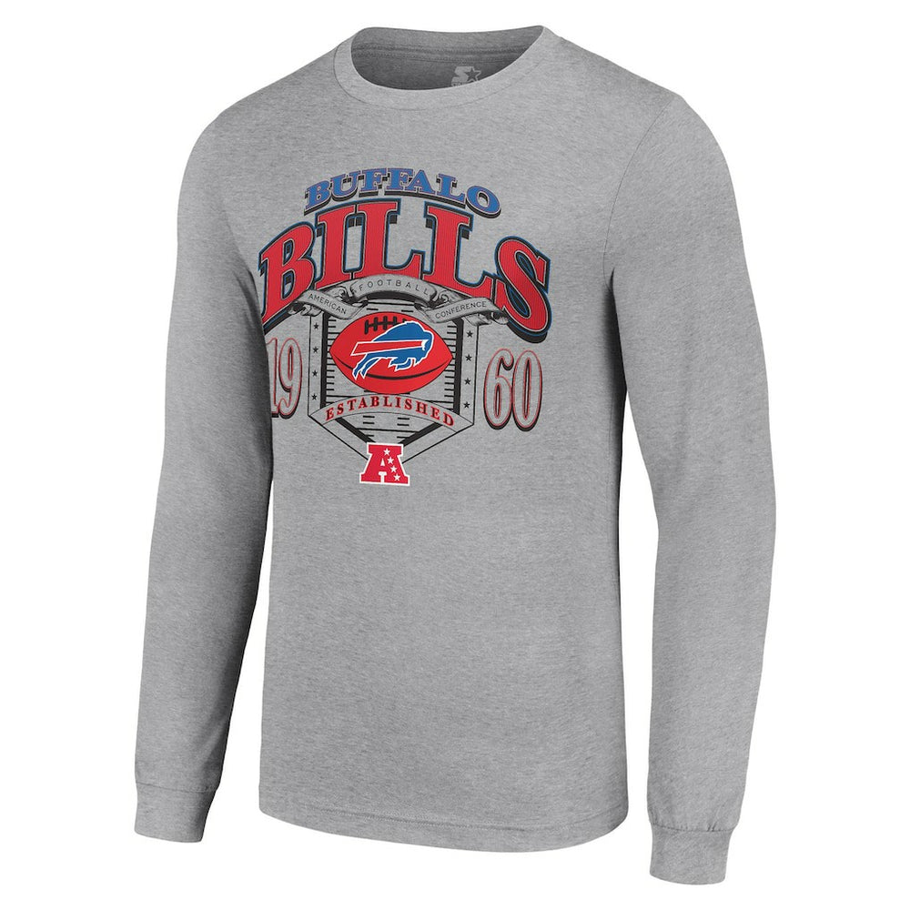 Buffalo Bills Starter Retro Long Sleeve Graphic T-Shirt - Heather Gray - NFL