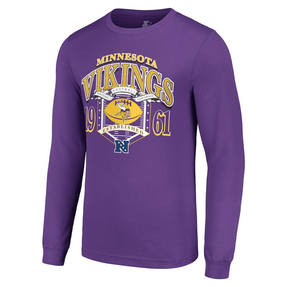 Minnesota Vikings Starter Retro Long Sleeve Graphic T-Shirt - Purple - NFL