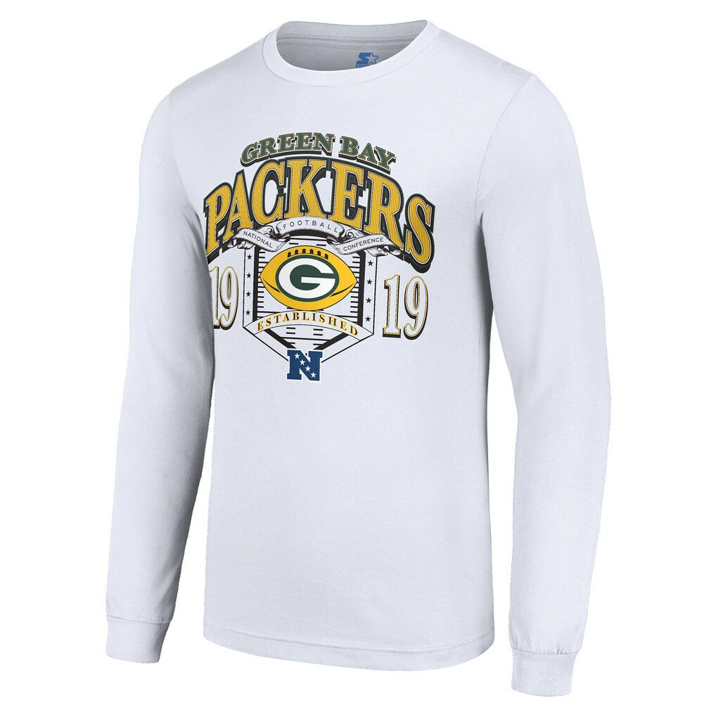 Green Bay Packers Starter Retro Long Sleeve Graphic T-Shirt - White - NFL