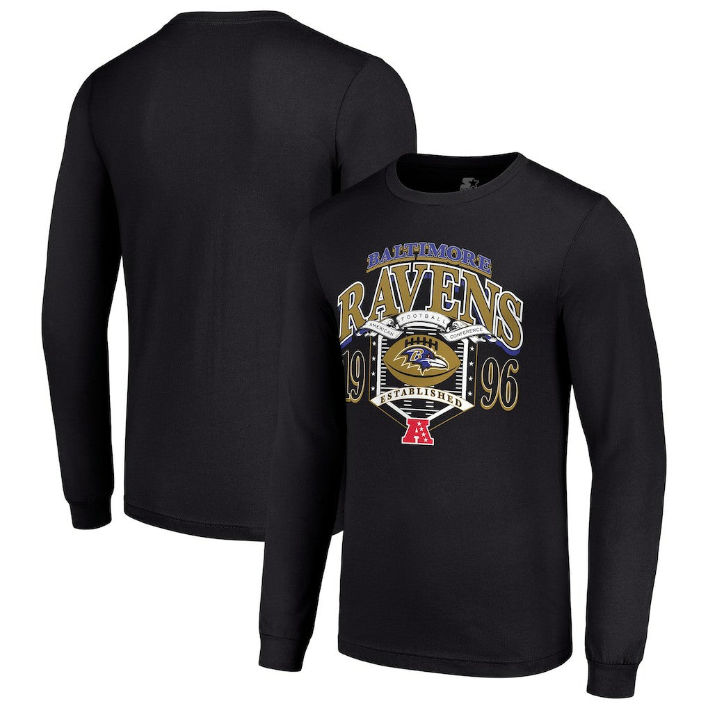 Baltimore Ravens Starter Retro Long Sleeve Graphic T-Shirt - Black - NFL
