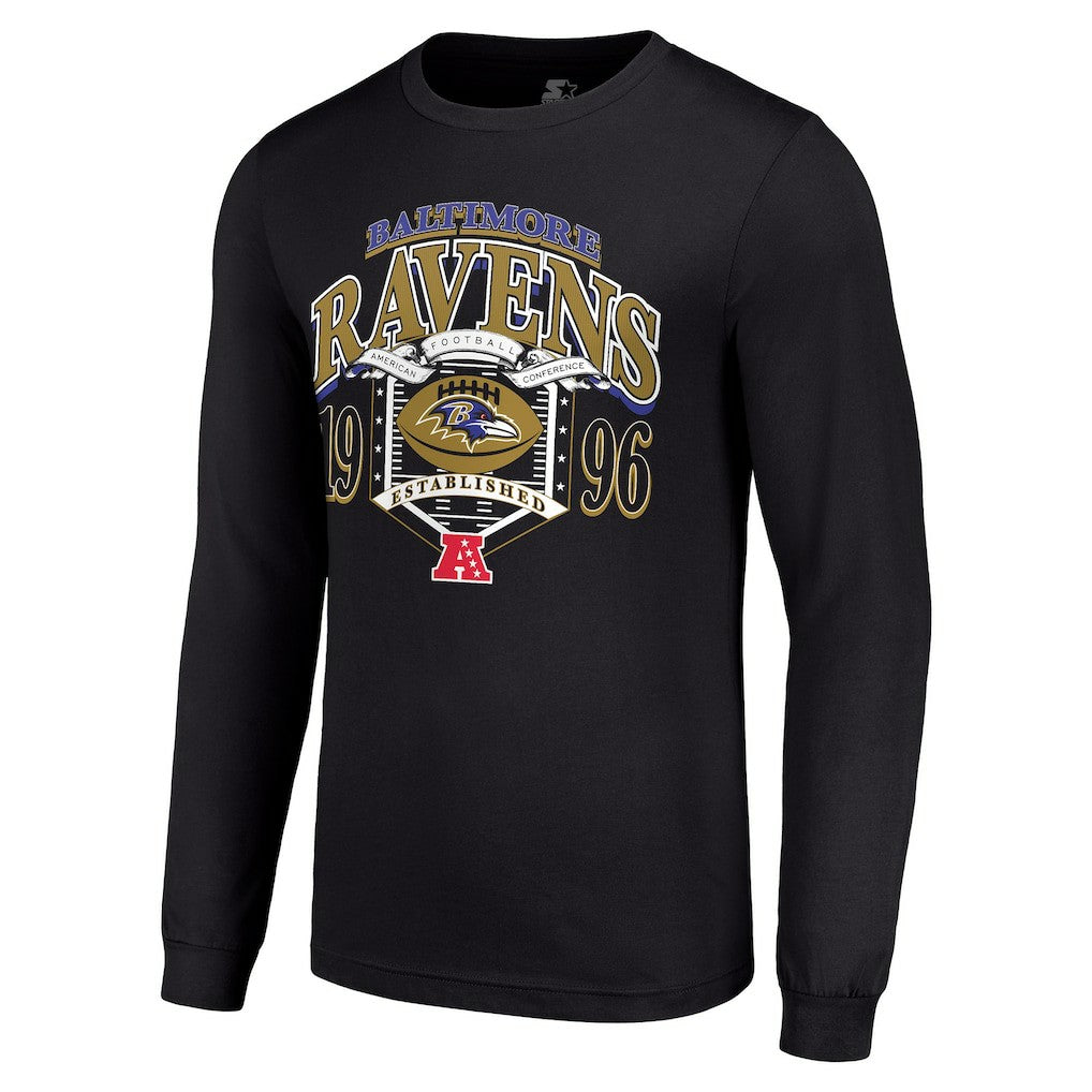 Baltimore Ravens Starter Retro Long Sleeve Graphic T-Shirt - Black - NFL