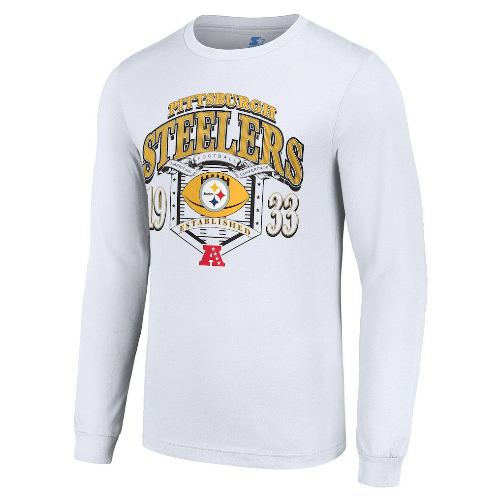 Pittsburgh Steelers Starter Retro Long Sleeve Graphic T-Shirt - White - NFL