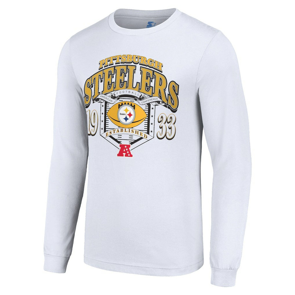 Pittsburgh Steelers Starter Retro Long Sleeve Graphic T-Shirt - White - NFL