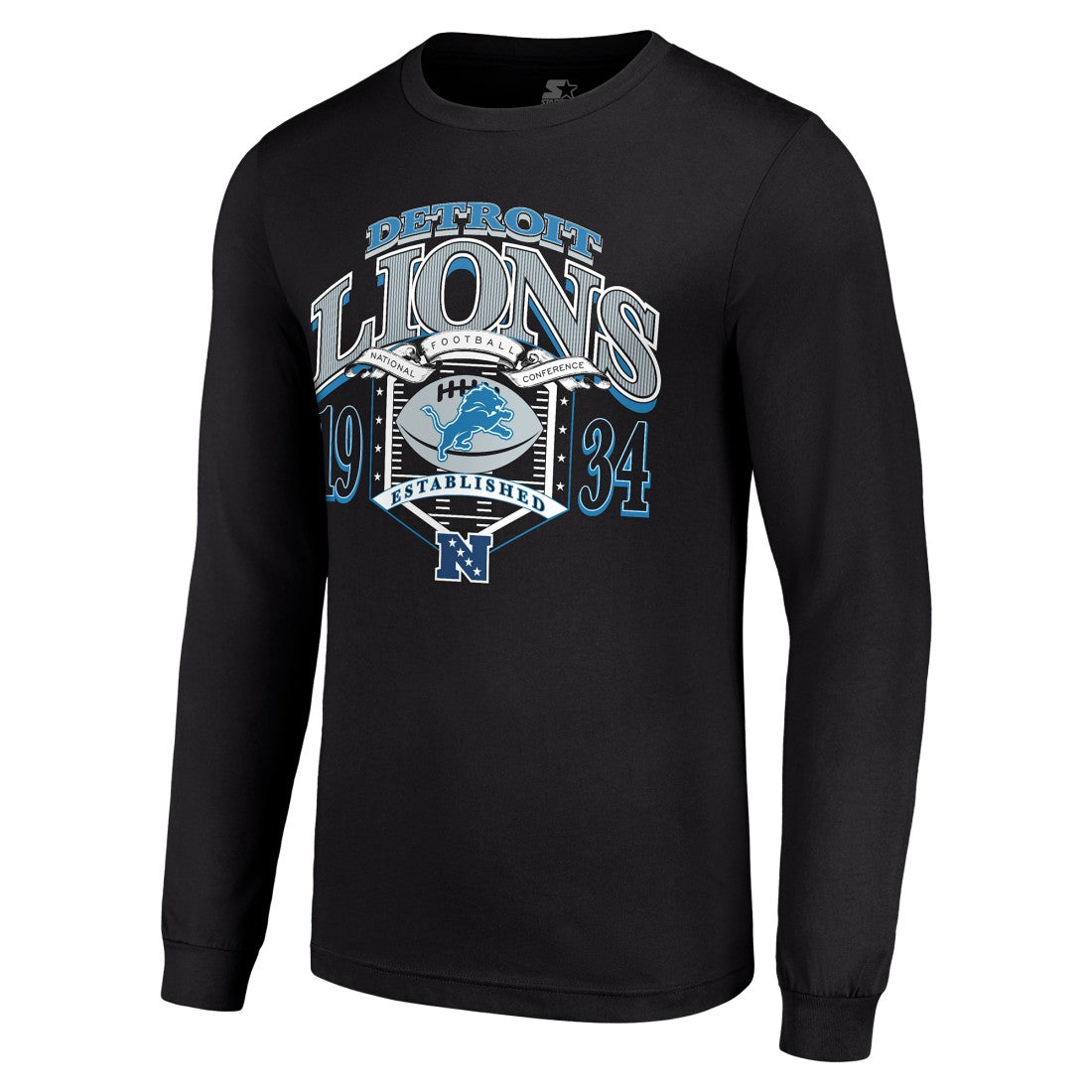 Detroit Lions Starter Retro Long Sleeve Graphic T-Shirt - Black - NFL