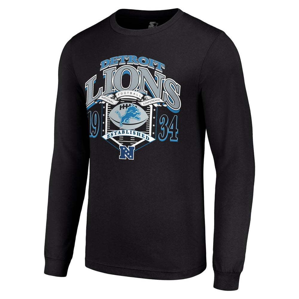Detroit Lions Starter Retro Long Sleeve Graphic T-Shirt - Black - NFL