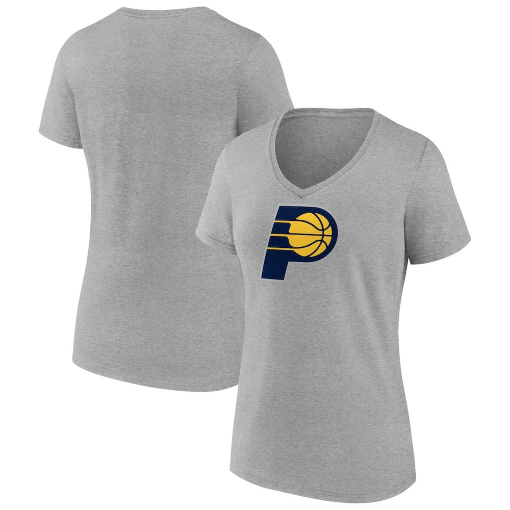 Indiana Pacers Women's Primary Logo V-Neck T-Shirt Gray