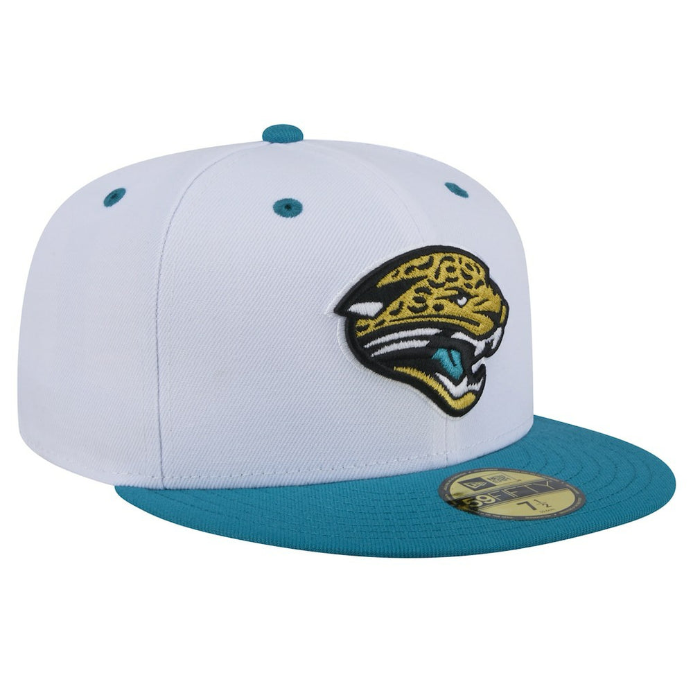 Jacksonville Jaguars New Era Throwback Logo Flipside Two-Tone 59FIFTY Fitted Hat - White/Teal - NFL