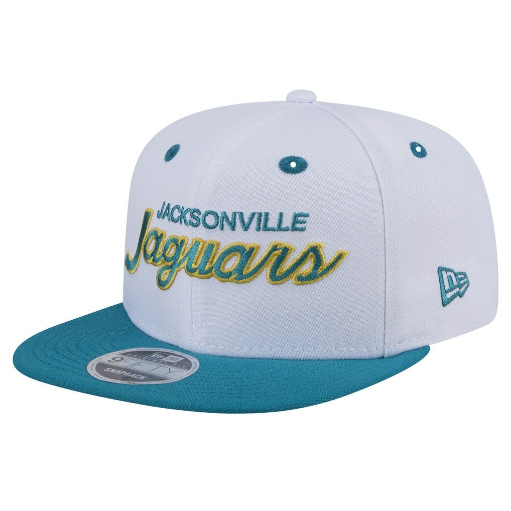 Jacksonville Jaguars New Era Throwback Sparky Original Fit 9FIFTY Snapback Hat - White/Teal - NFL