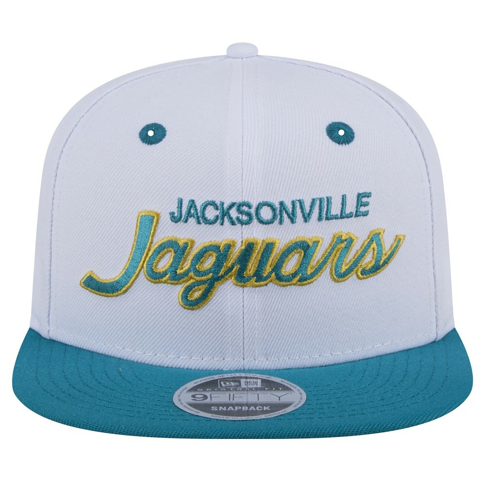 Jacksonville Jaguars New Era Throwback Sparky Original Fit 9FIFTY Snapback Hat - White/Teal - NFL