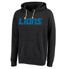 Detroit Lions Majestic Threads Raglan Tri-Blend Pullover Hoodie - Black - NFL
