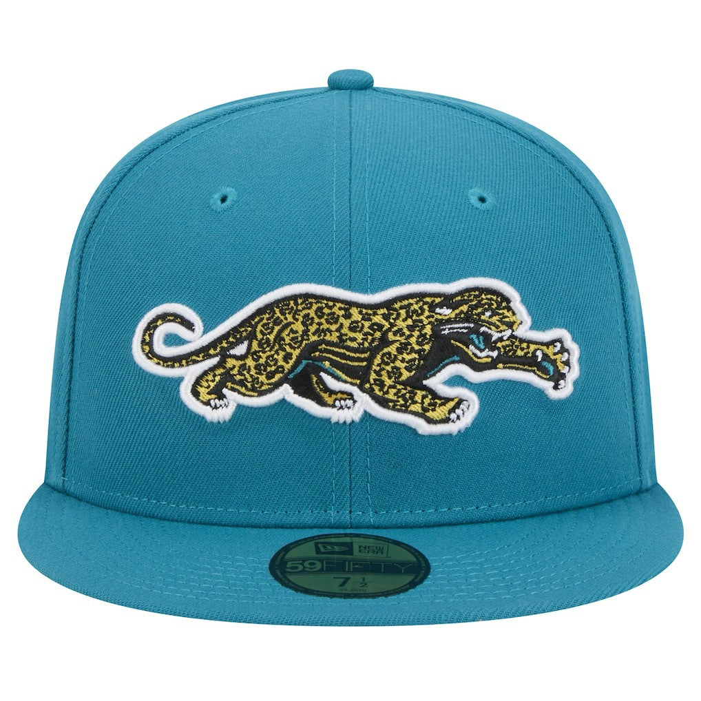 Jacksonville Jaguars New Era Throwback Crawl Omaha 59FIFTY Fitted Hat - Teal - NFL
