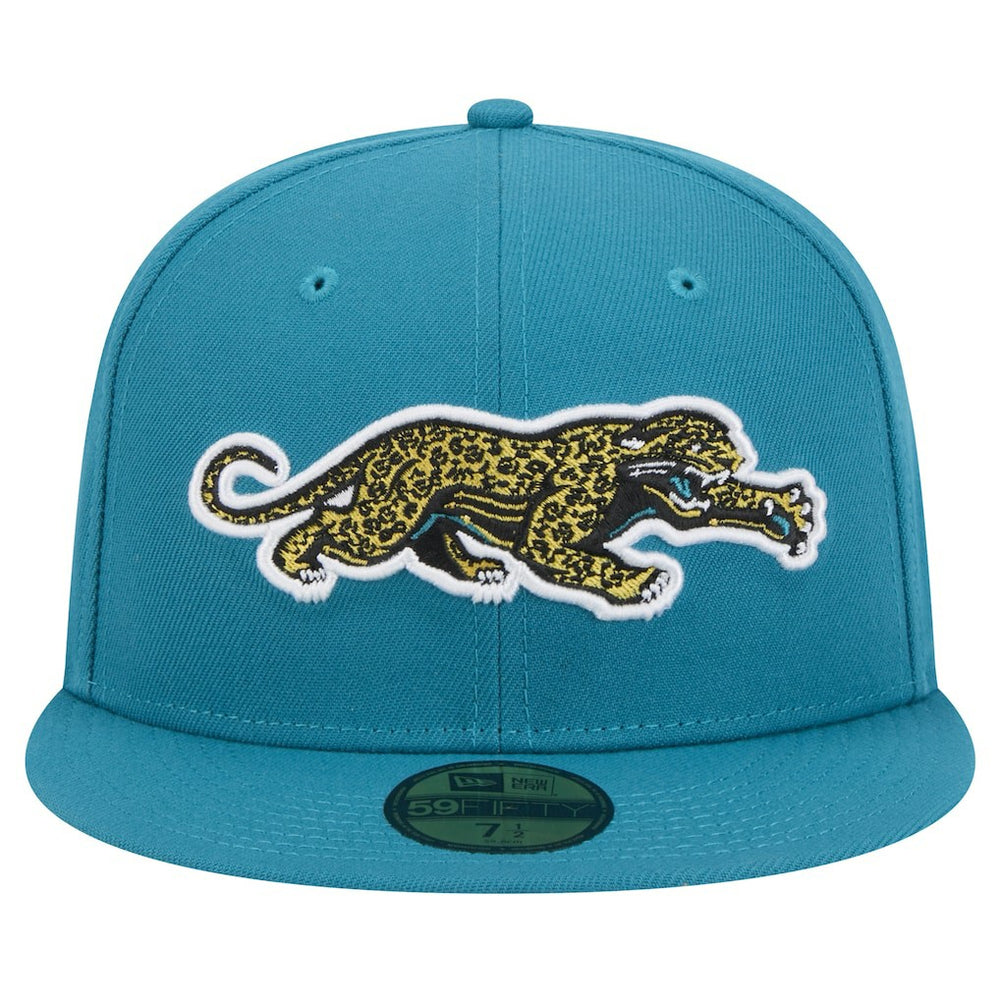 Jacksonville Jaguars New Era Throwback Crawl Omaha 59FIFTY Fitted Hat - Teal - NFL