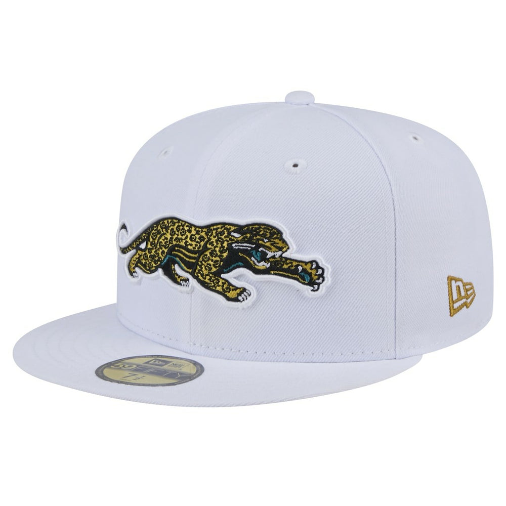 Jacksonville Jaguars New Era Throwback Crawl Omaha 59FIFTY Fitted Hat - White - NFL