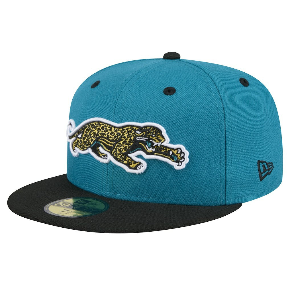 Jacksonville Jaguars New Era Throwback Crawl Flipside Two-Tone 59FIFTY Fitted Hat - Teal/Black - NFL