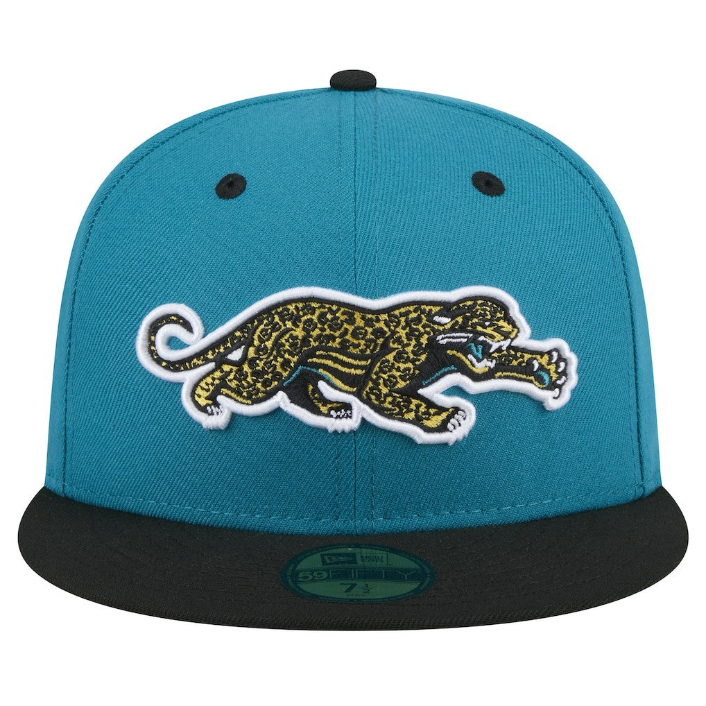Jacksonville Jaguars New Era Throwback Crawl Flipside Two-Tone 59FIFTY Fitted Hat - Teal/Black - NFL