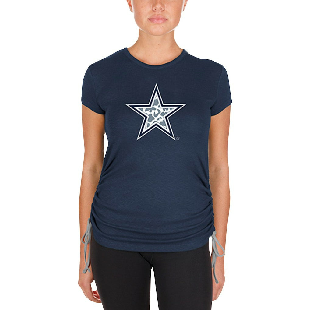 Dallas Cowboys New Era Women's Ruched Side T-Shirt - Navy - NFL