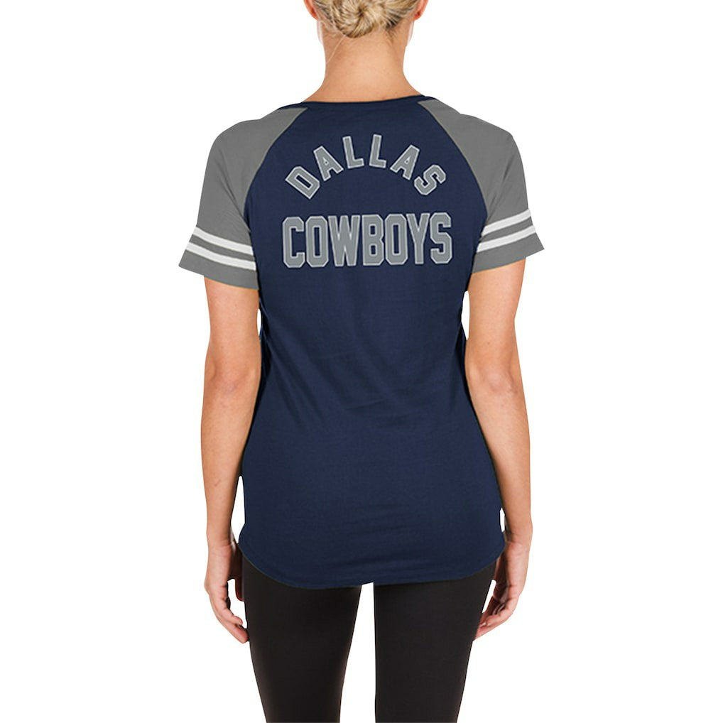 Dallas Cowboys New Era Women's Lace-Up Raglan T-Shirt - Navy - NFL