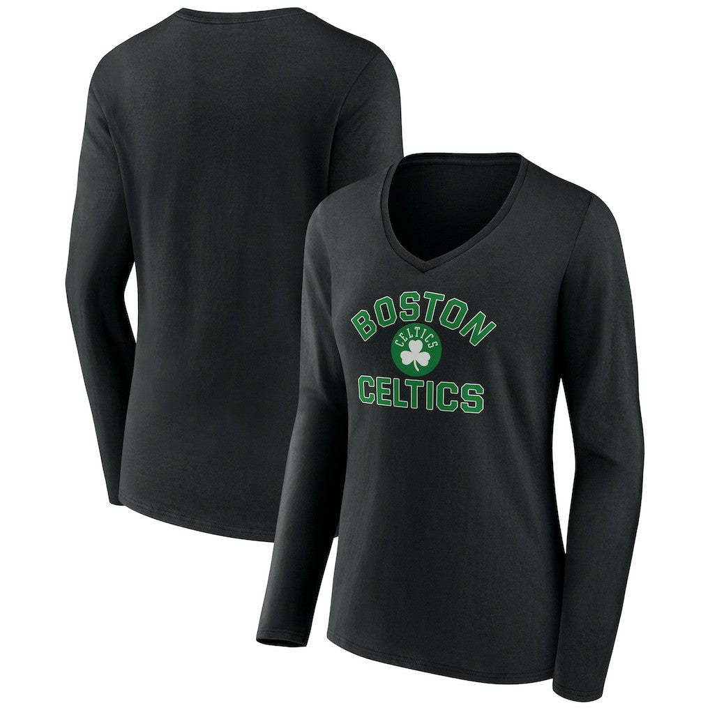 Boston Celtics Women's Overtime V-Neck Long Sleeve T-Shirt Black