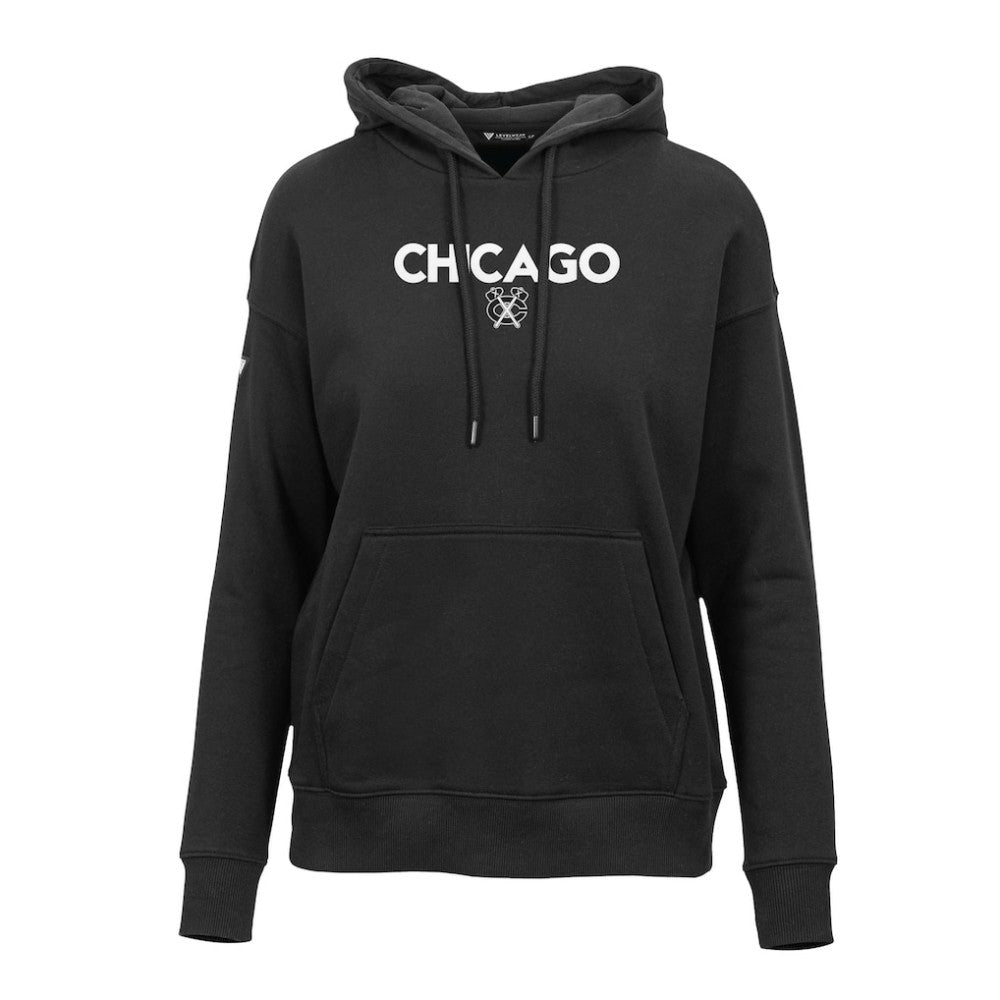 Chicago Blackhawks Levelwear Women's Adorn City Capsule Pullover Hoodie - Black | NHL Lifestyle