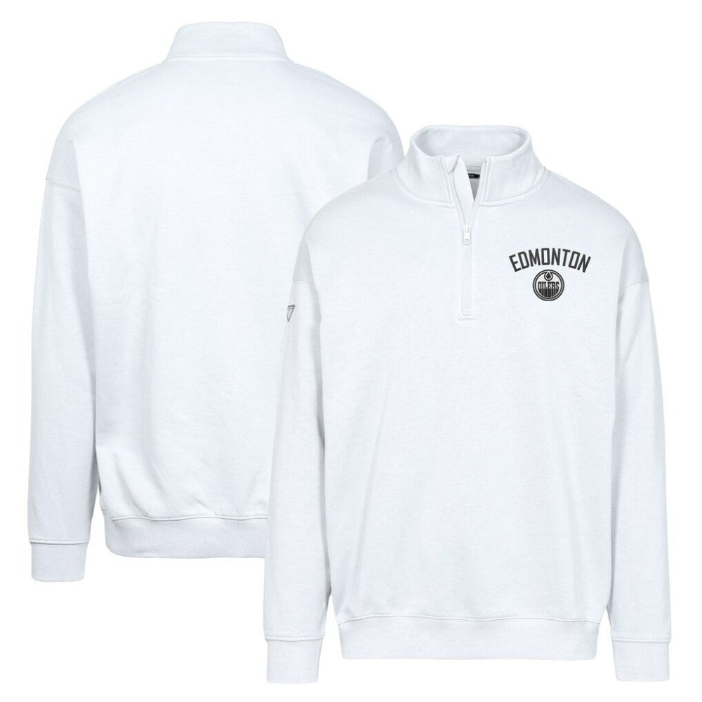 Edmonton Oilers Levelwear Murray City Capsule Quarter-Zip Sweatshirt - White | NHL Lifestyle