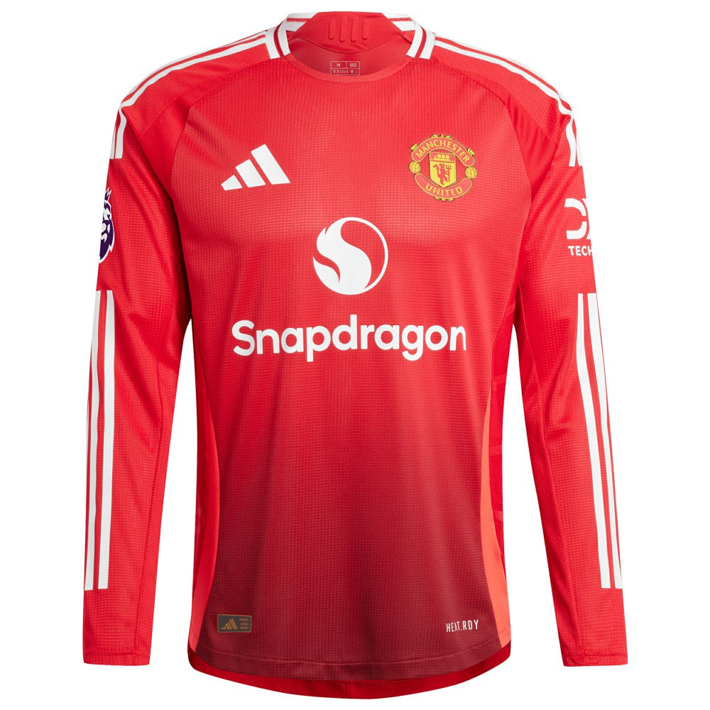 Adidas - Manchester United 2024/25 Home Custom Long Sleeve Jersey - Red
