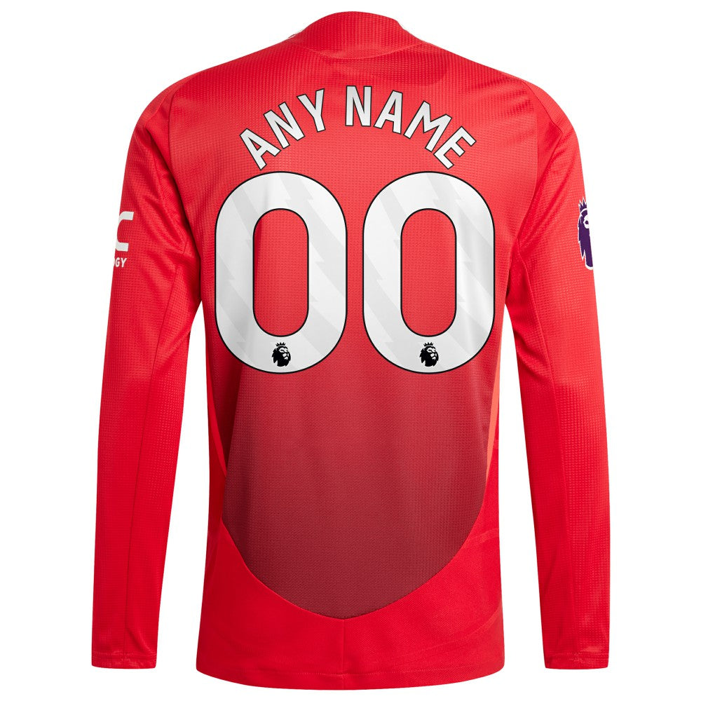 Adidas - Manchester United 2024/25 Home Custom Long Sleeve Jersey - Red