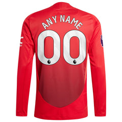 Adidas - Manchester United 2024/25 Home Custom Long Sleeve Jersey - Red