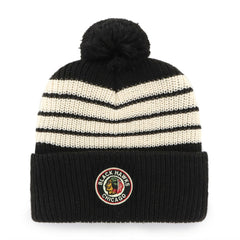Chicago Blackhawks '47 Old Time Hockey Barn Cuffed Knit Hat with Pom - Black | 47 brand discount